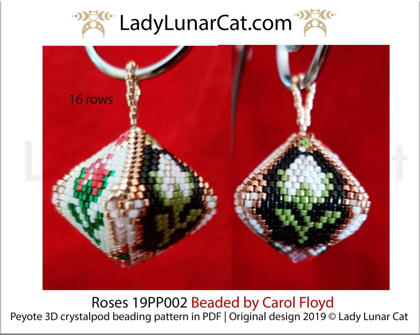 Peyote pod patterns for beading Vintage roses flowers 19PS002 LadyLunarCat