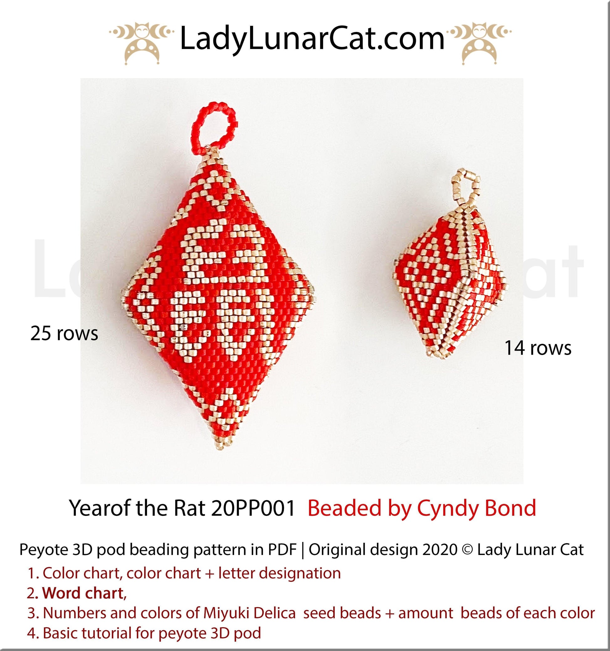 Peyote pod patterns for beading Year of the rat LadyLunarCat