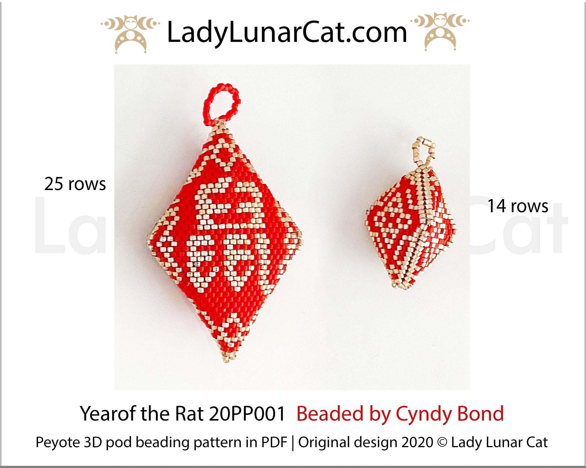 Peyote pod patterns for beading Year of the rat LadyLunarCat