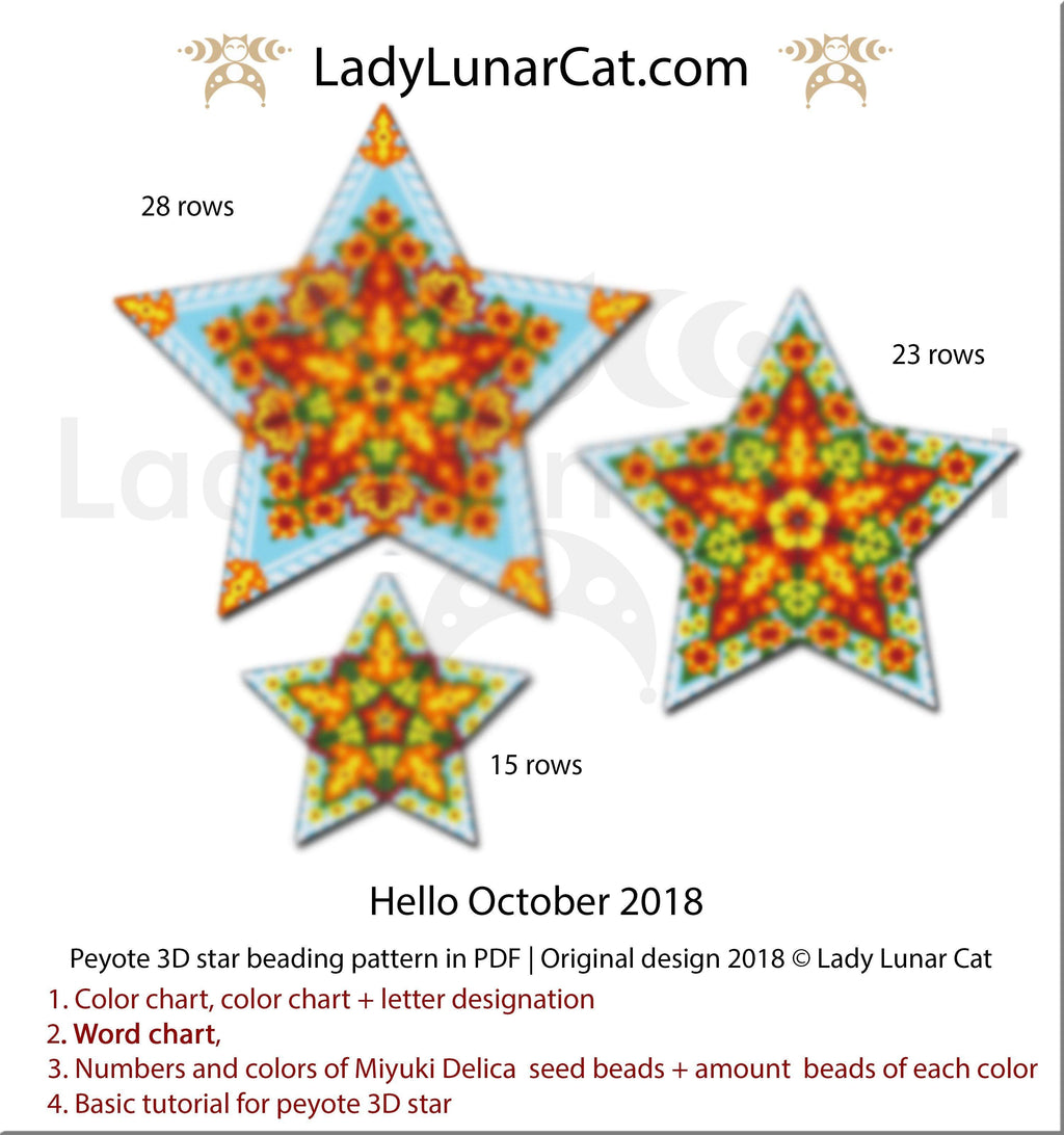 Peyote star patterns for beading  Autumn Hello October 2018 LadyLunarCat