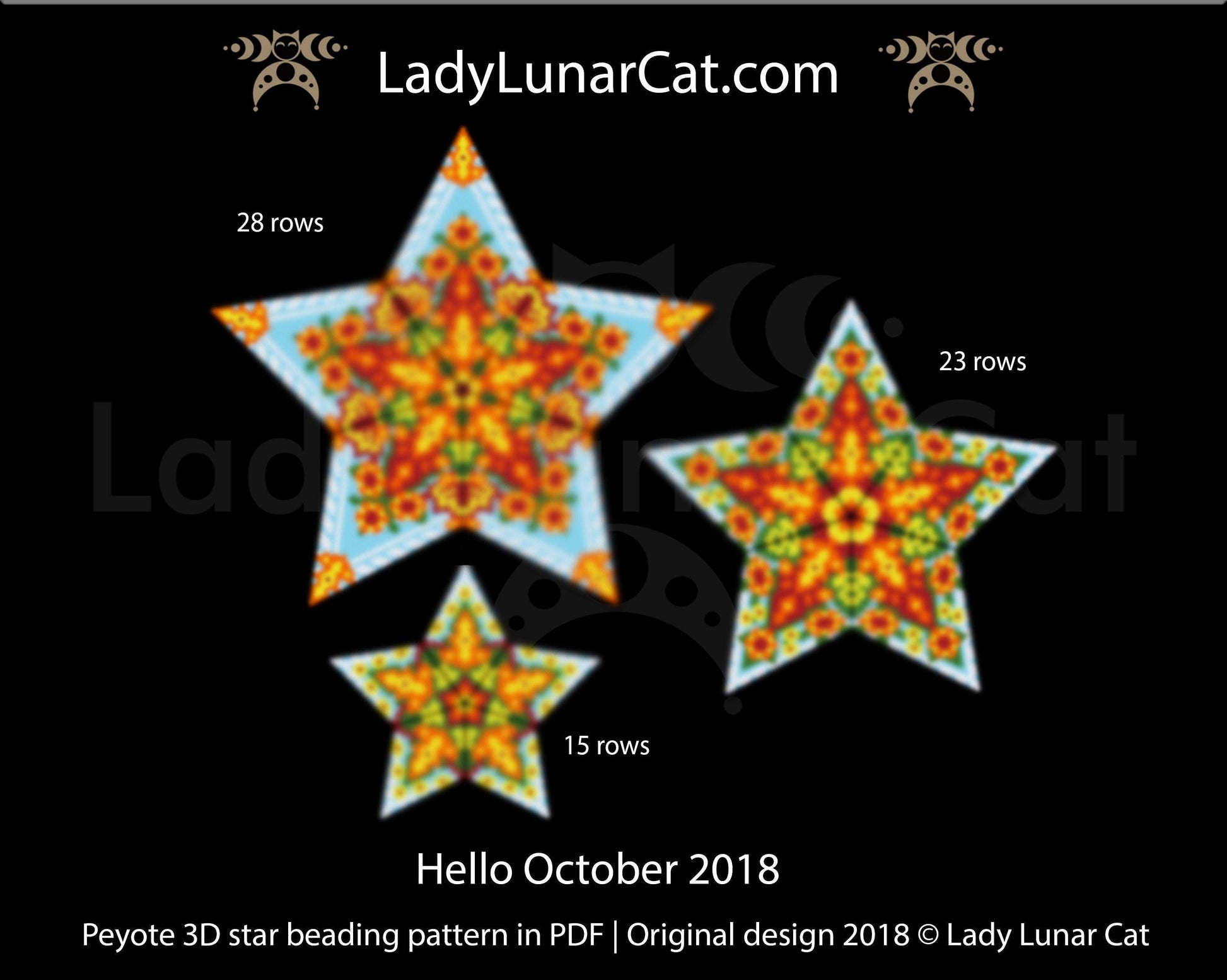 Peyote star patterns for beading  Autumn Hello October 2018 LadyLunarCat
