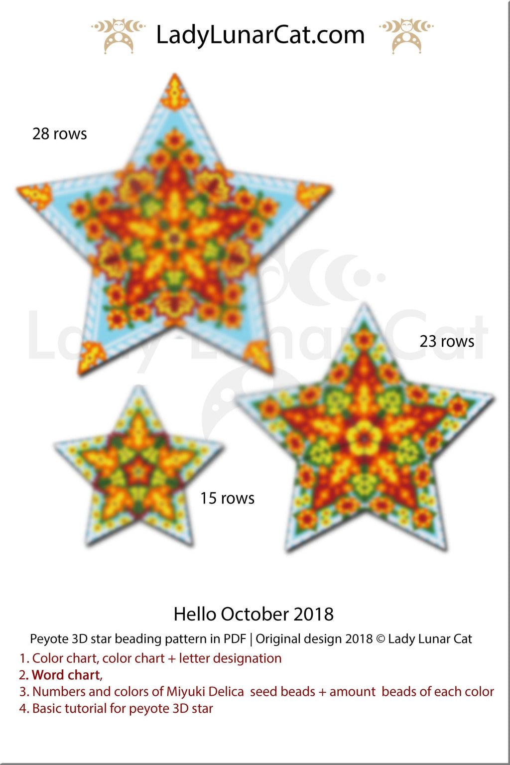 Peyote star patterns for beading  Autumn Hello October 2018 LadyLunarCat