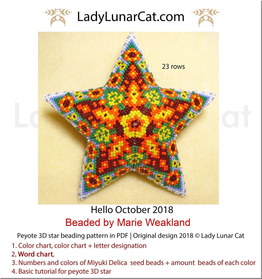 Peyote star patterns for beading  Autumn Hello October 2018 LadyLunarCat