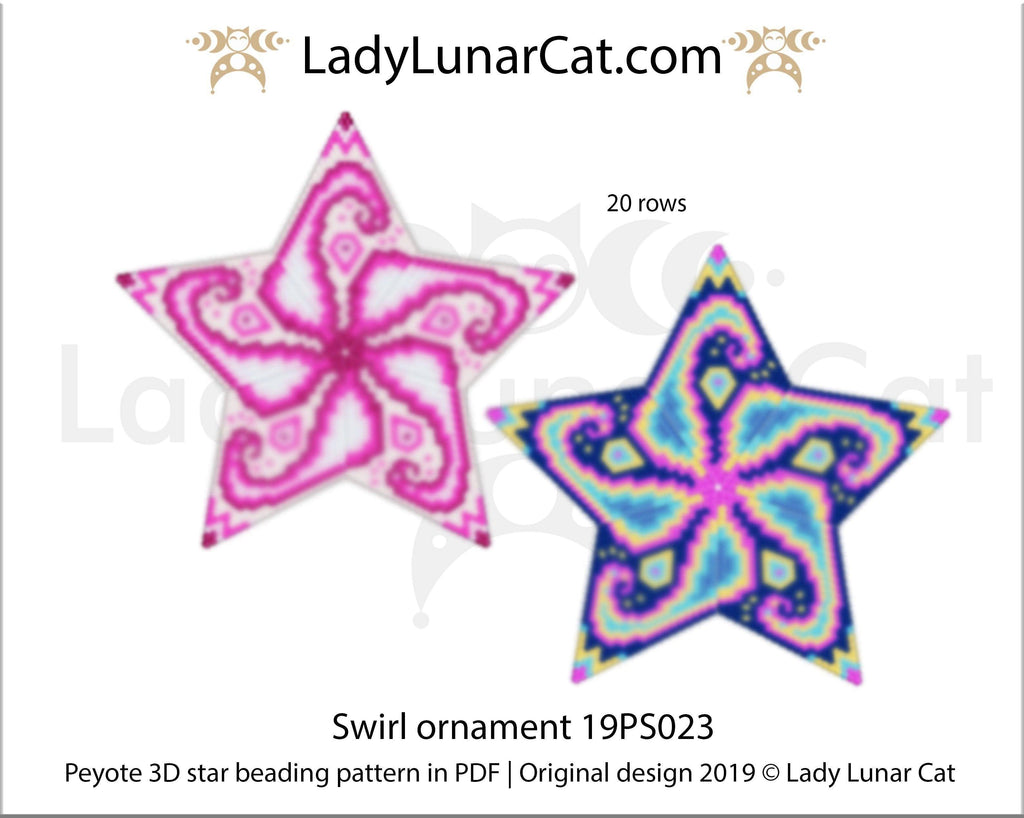 Peyote star patterns for beading  Swirl ornament 19PS023 LadyLunarCat