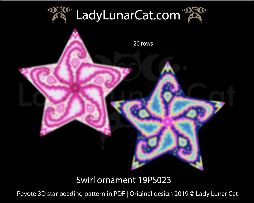 Peyote star patterns for beading  Swirl ornament 19PS023 LadyLunarCat