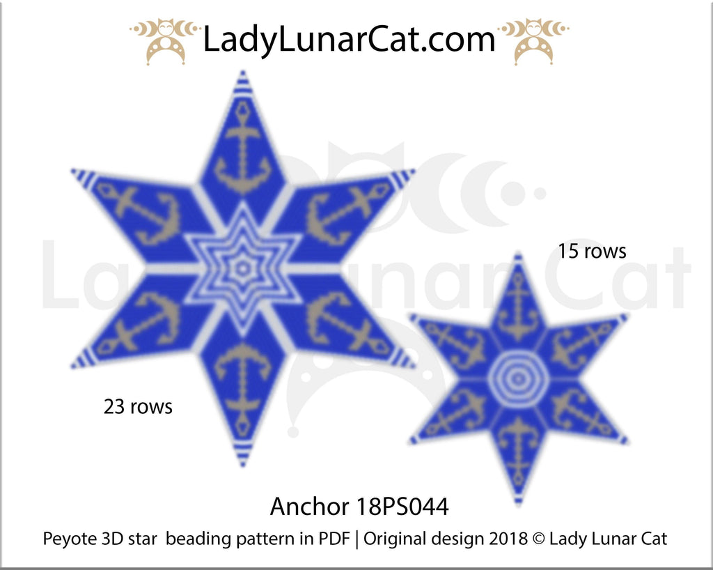 Peyote star patterns for beading Anchor 18PS044 LadyLunarCat
