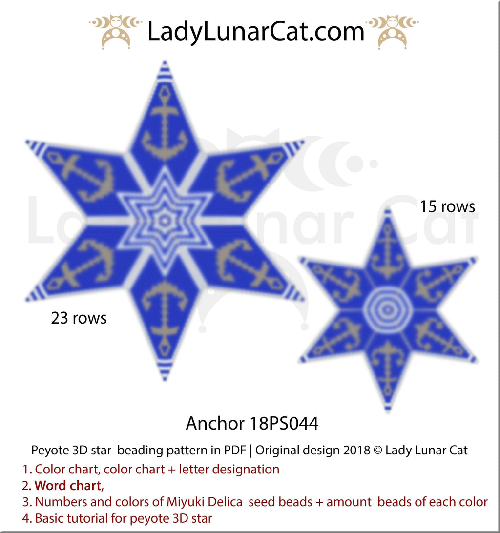 Peyote star patterns for beading Anchor 18PS044 LadyLunarCat