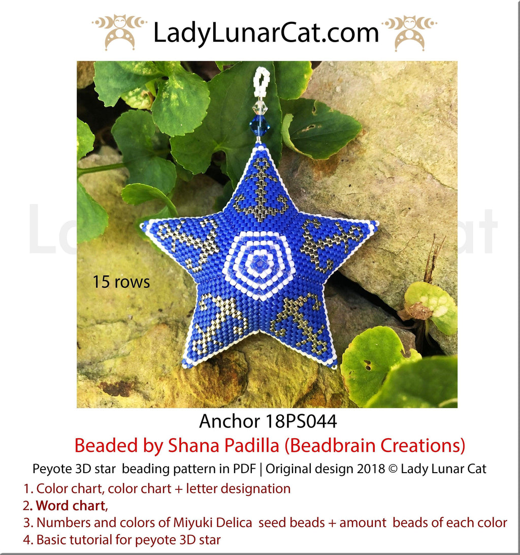 Peyote star patterns for beading Anchor 18PS044 LadyLunarCat