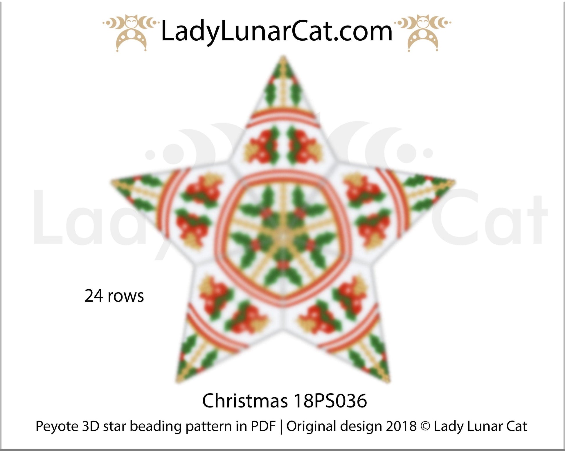 Peyote star patterns for beading Christmas 18PS036 LadyLunarCat