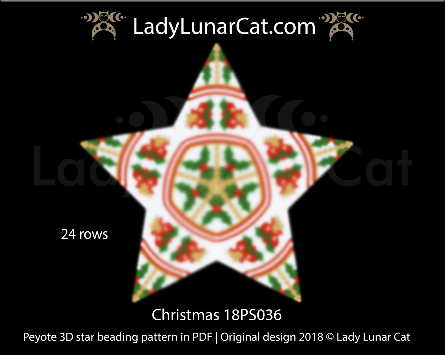 Peyote star patterns for beading Christmas 18PS036 LadyLunarCat