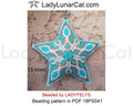 Oriental Christmas peyote star pattern by Lady Lunar Cat — 3 sizes turquoise gold mandala beading PDF 18PS041