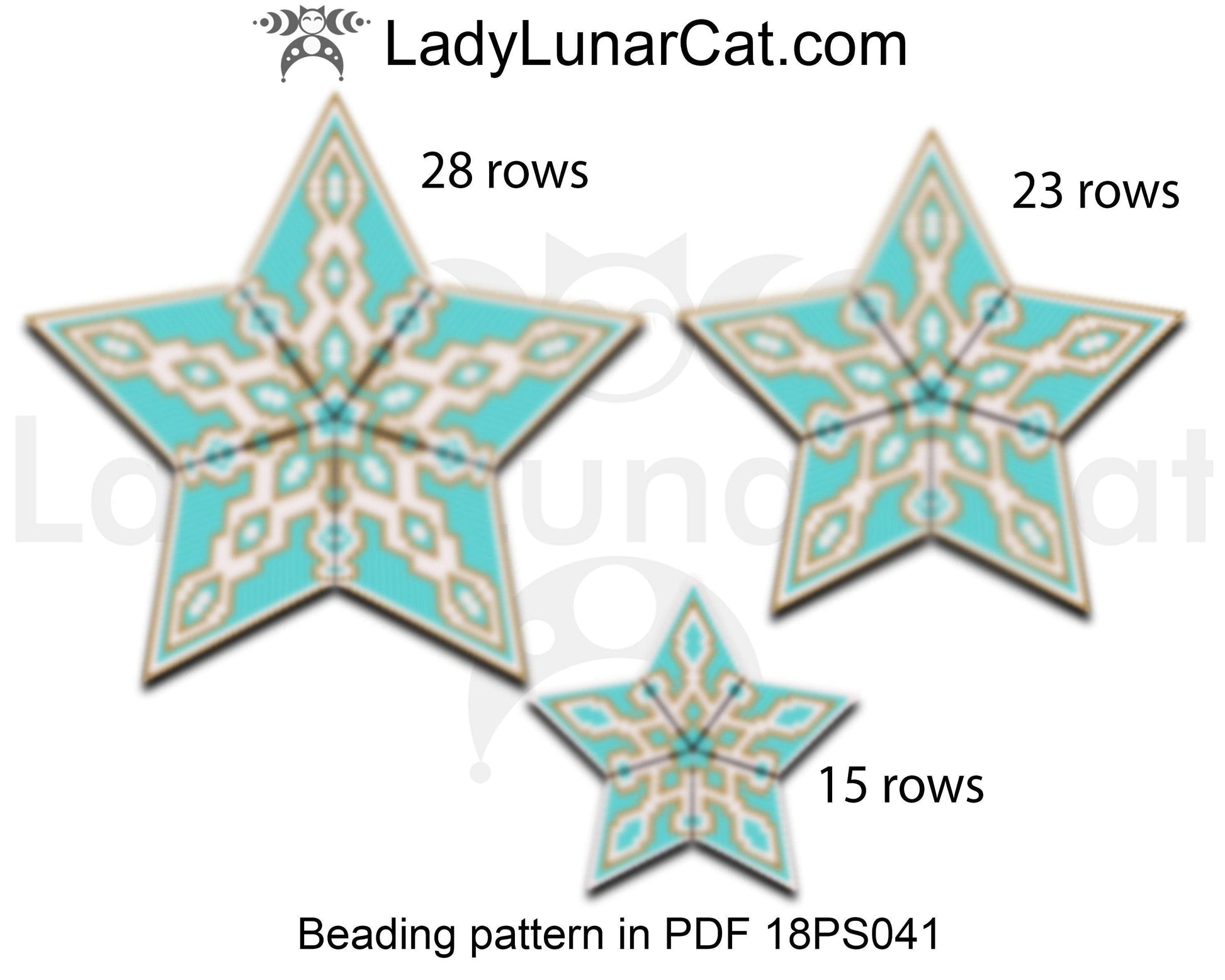 Peyote star patterns for beading Christmas ornament 18PS041 LadyLunarCat