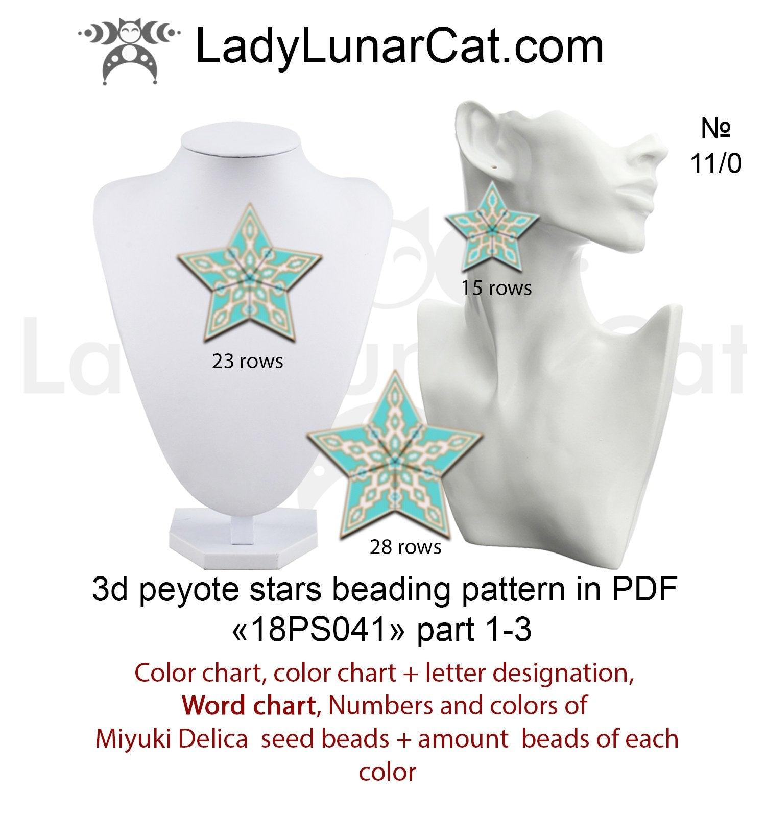 Peyote star patterns for beading Christmas ornament 18PS041 LadyLunarCat