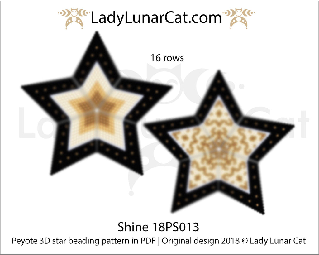 Peyote star patterns for beading Christmas ornament Shine 18PS013 LadyLunarCat