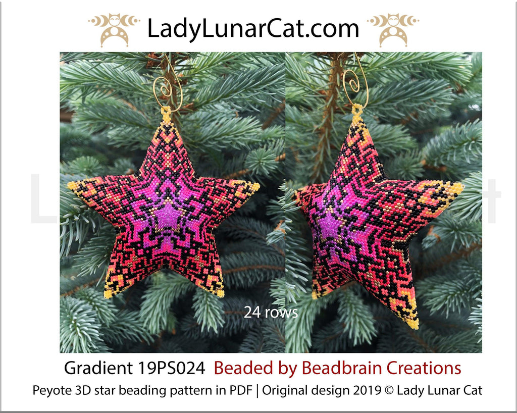 Peyote star patterns for beading Gradient geometric 19PS024 LadyLunarCat