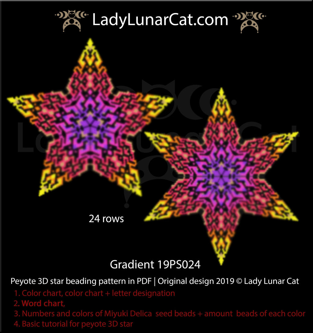 Peyote star patterns for beading Gradient geometric 19PS024 LadyLunarCat