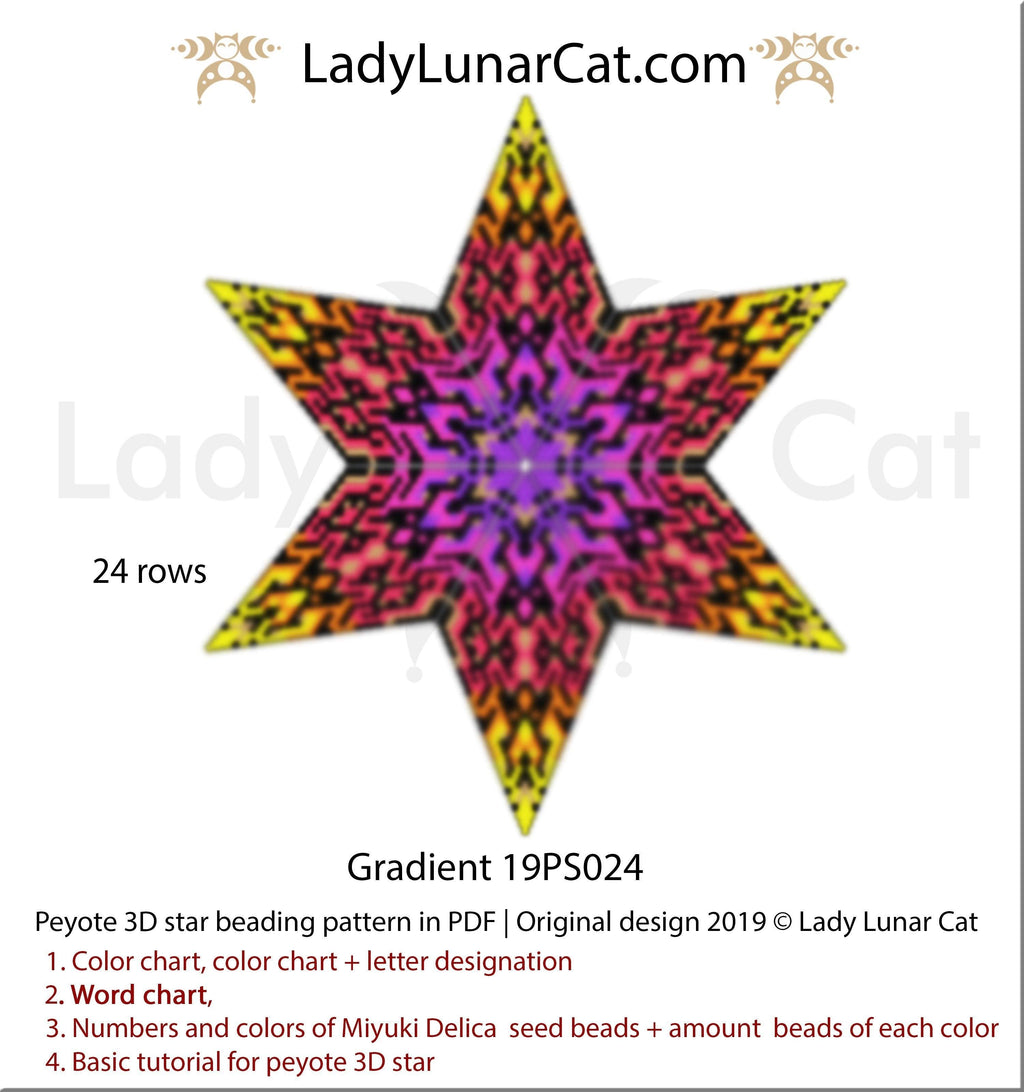 Peyote star patterns for beading Gradient geometric 19PS024 LadyLunarCat