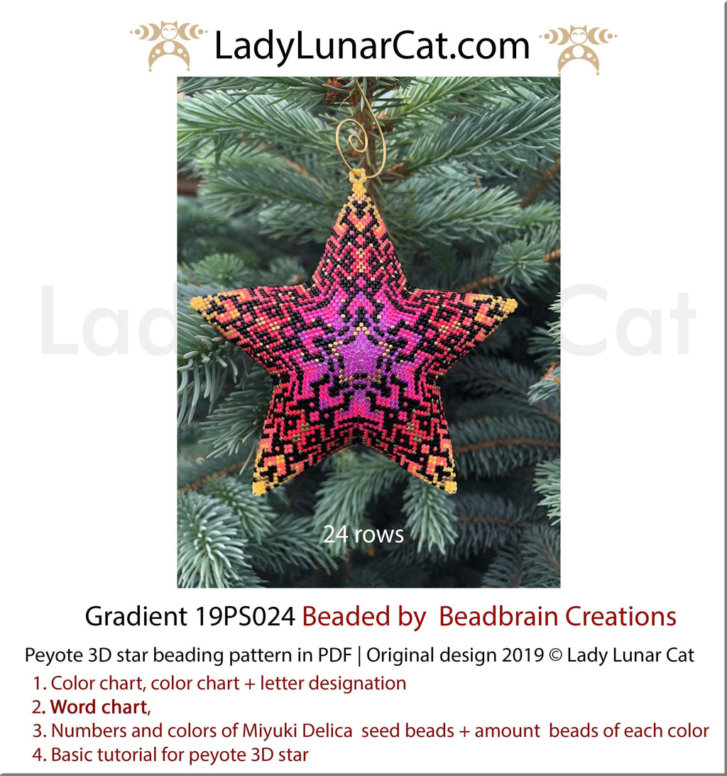 Peyote star patterns for beading Gradient geometric 19PS024 LadyLunarCat
