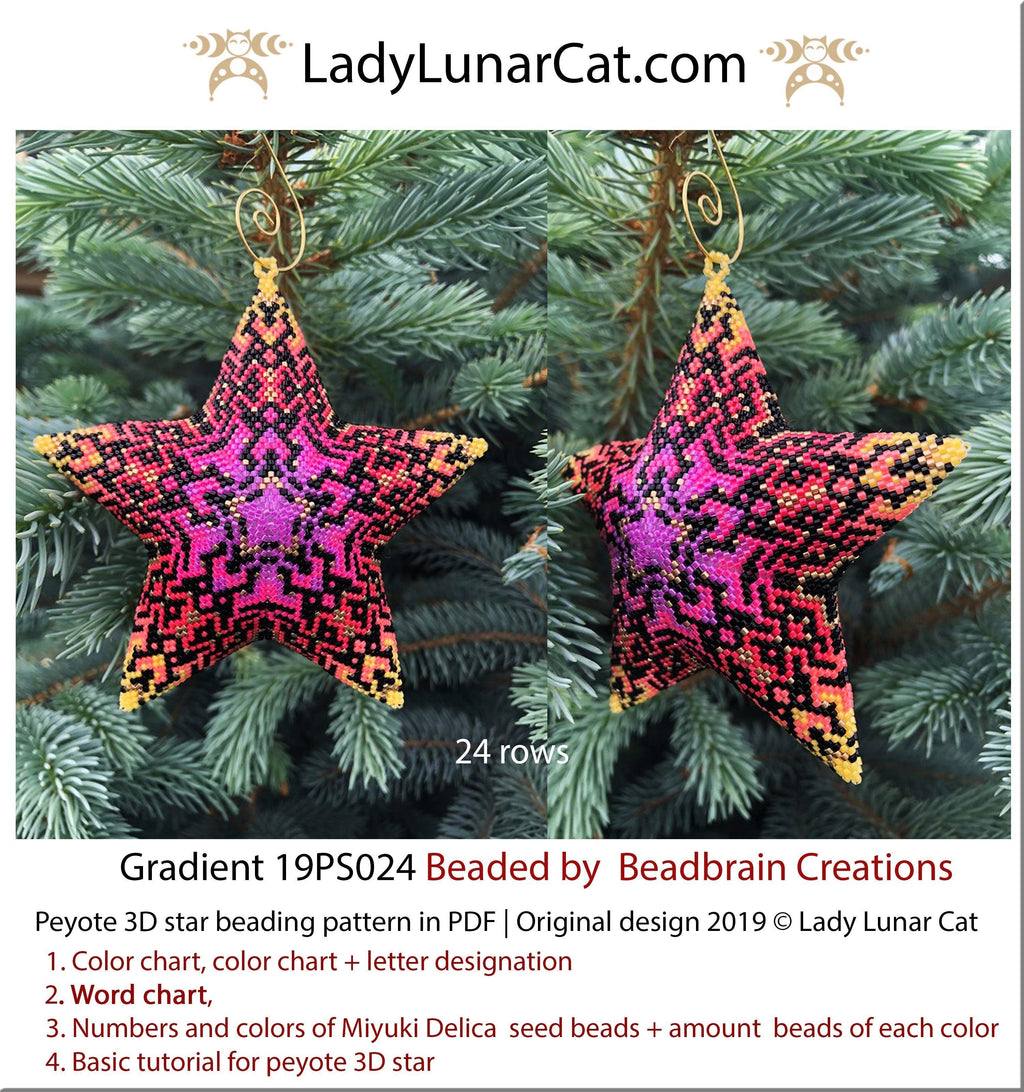 Peyote star patterns for beading Gradient geometric 19PS024 LadyLunarCat