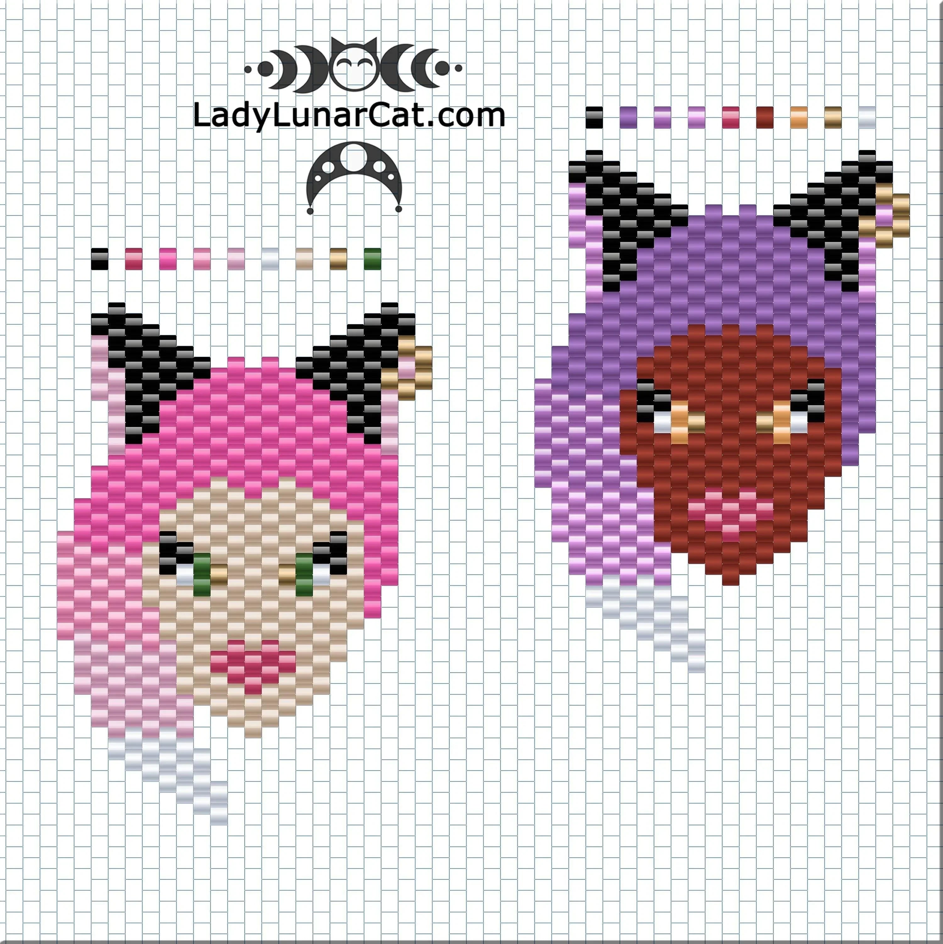 Gradient peyote star beading pattern preview — 3 Delica finish palettes included