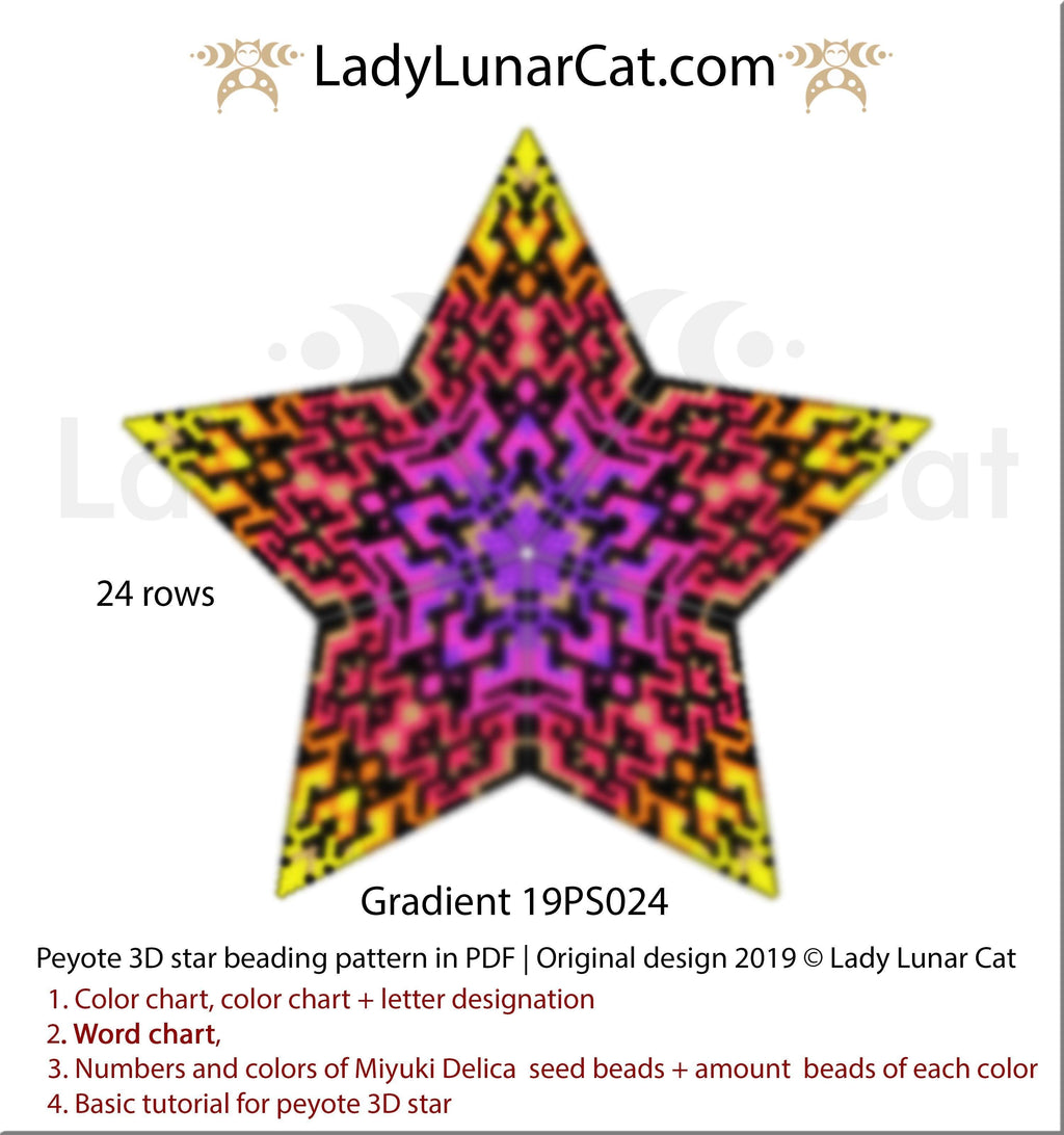 Peyote star patterns for beading Gradient geometric 19PS024 LadyLunarCat