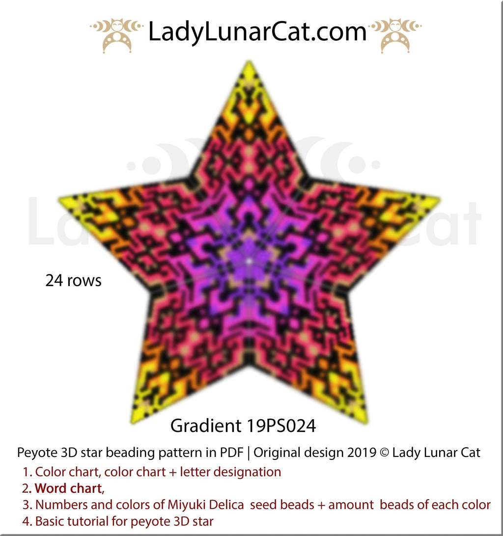 Peyote star patterns for beading Gradient geometric 19PS024 LadyLunarCat