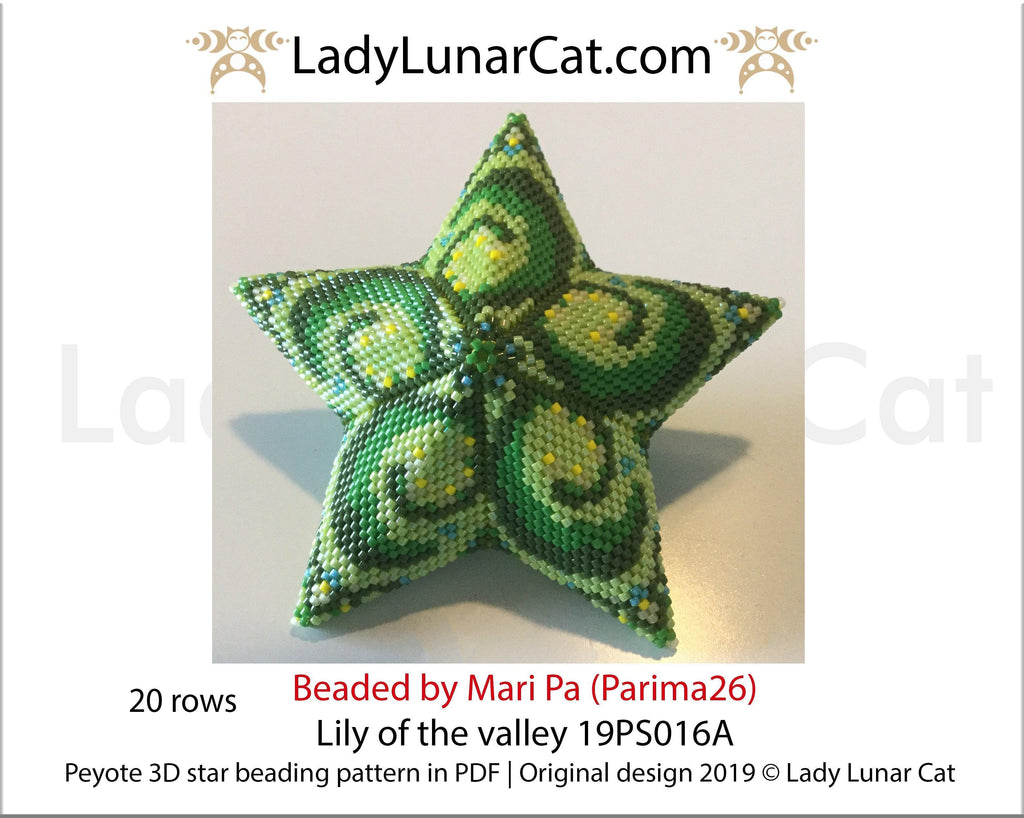 Peyote star patterns for beading Lilies of the valley 19PS016 LadyLunarCat