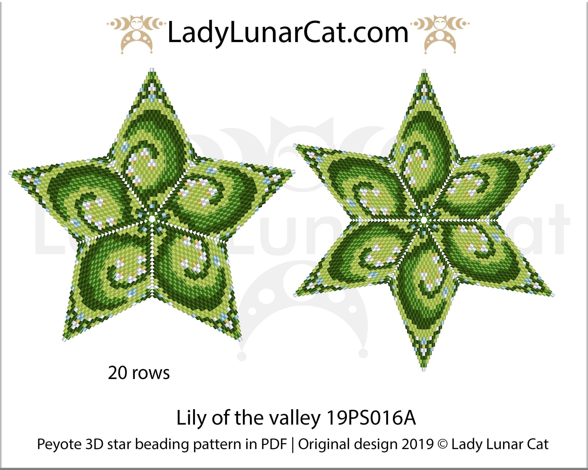 Peyote star patterns for beading Lilies of the valley 19PS016 LadyLunarCat