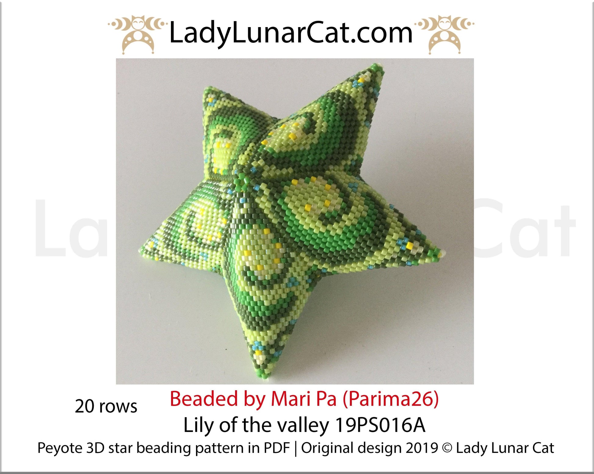 Peyote star patterns for beading Lilies of the valley 19PS016 LadyLunarCat