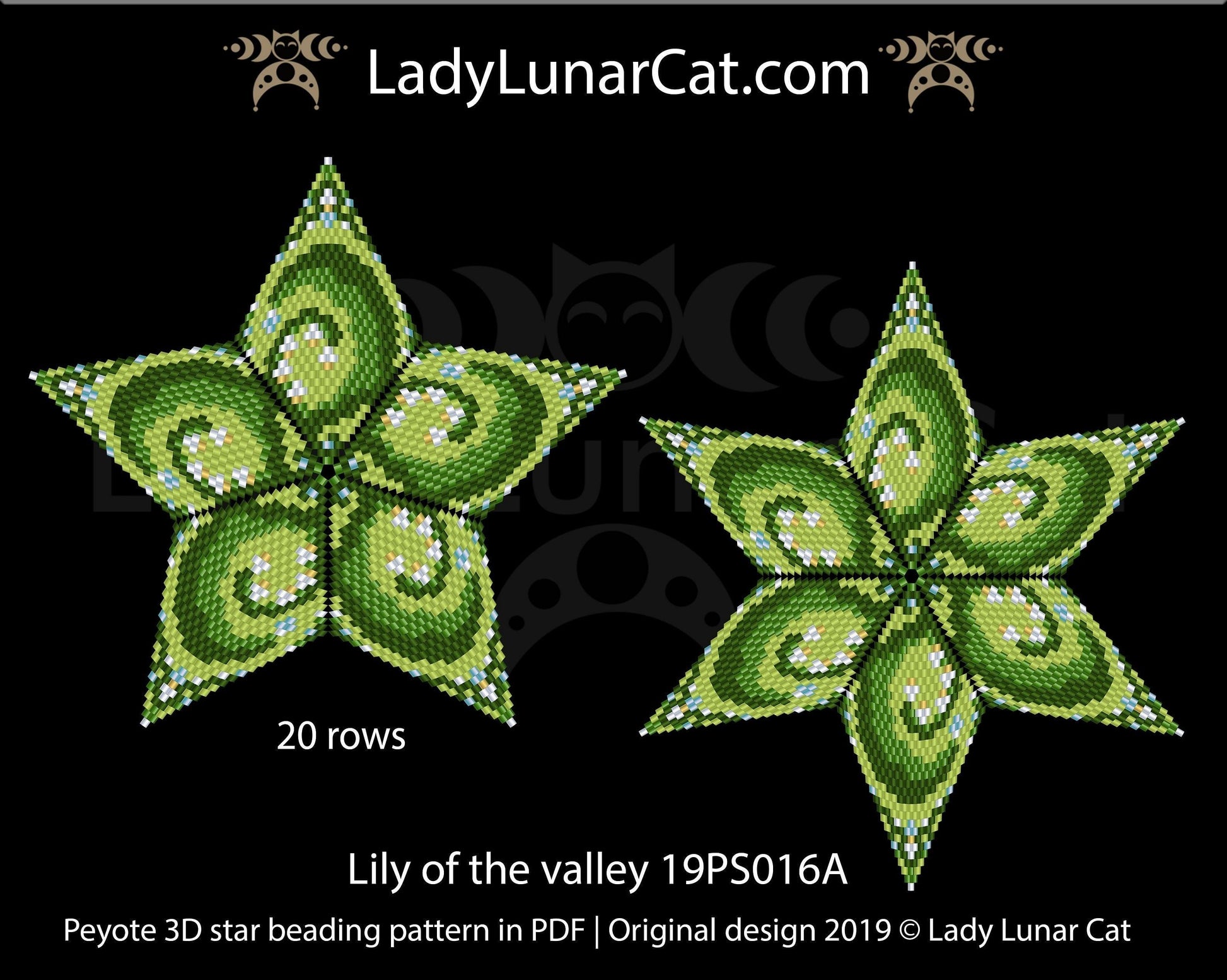 Peyote star patterns for beading Lilies of the valley 19PS016 LadyLunarCat