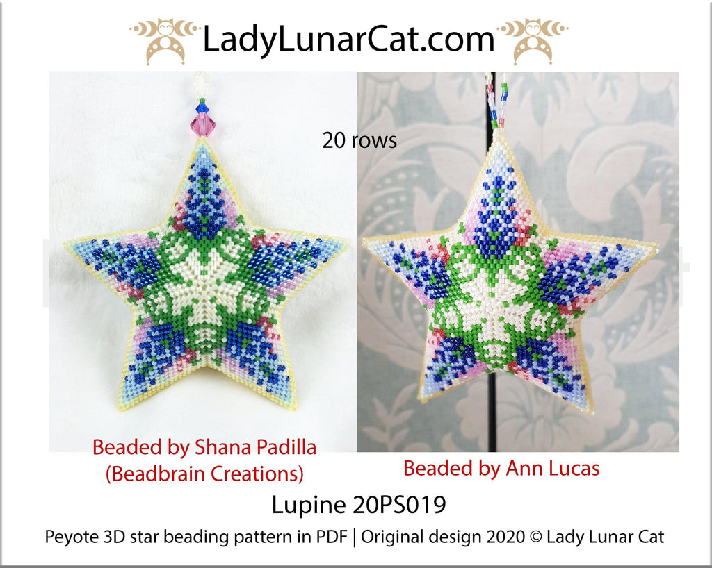 Peyote star patterns for beading Lupine flowers 20PS0019 LadyLunarCat