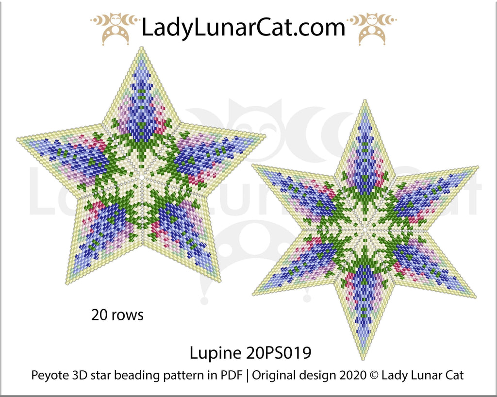 Peyote star patterns for beading Lupine flowers 20PS0019 LadyLunarCat