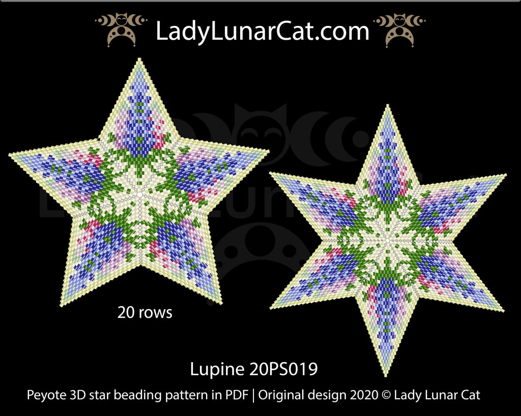 Peyote star patterns for beading Lupine flowers 20PS0019 LadyLunarCat