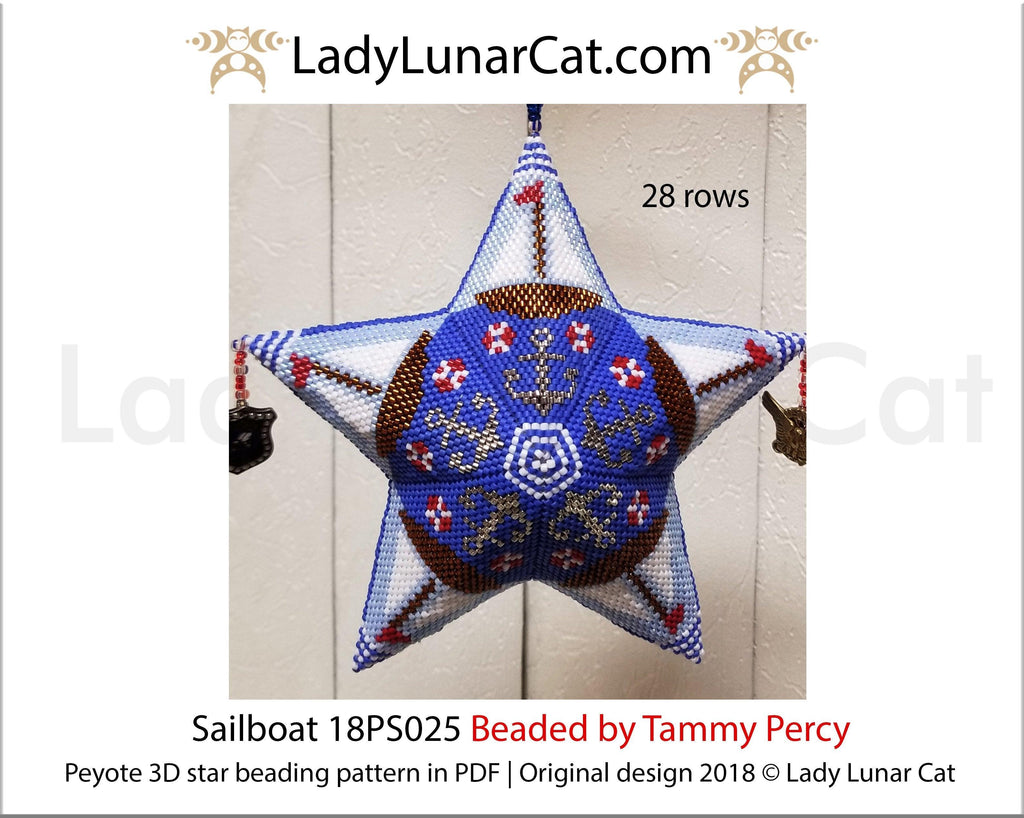 Peyote star patterns for beading Sailboat star 18PS025 LadyLunarCat