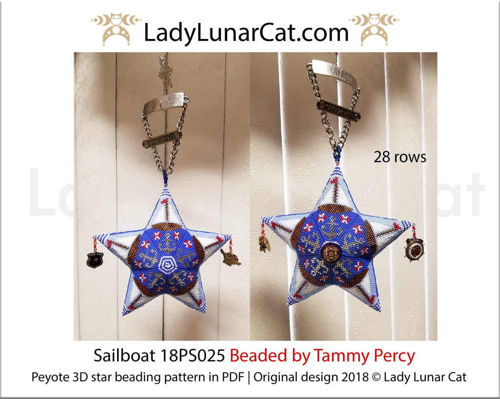 Peyote star patterns for beading Sailboat star 18PS025 LadyLunarCat