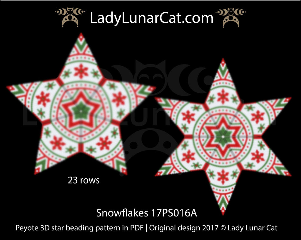 Peyote star patterns for beading Snowflakes 17PS016A LadyLunarCat