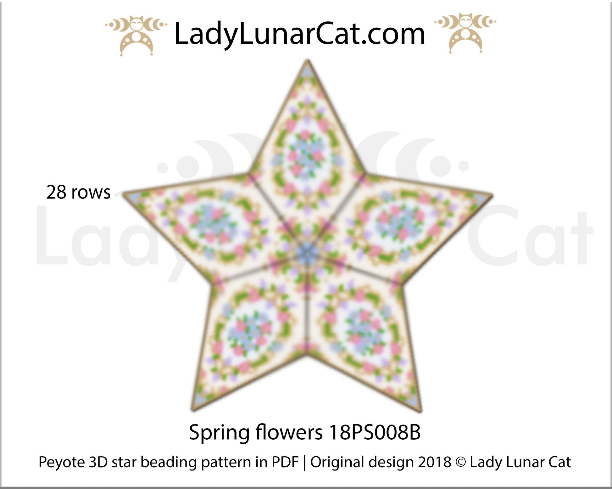 Peyote star patterns for beading Spring flowers 18PS008B LadyLunarCat