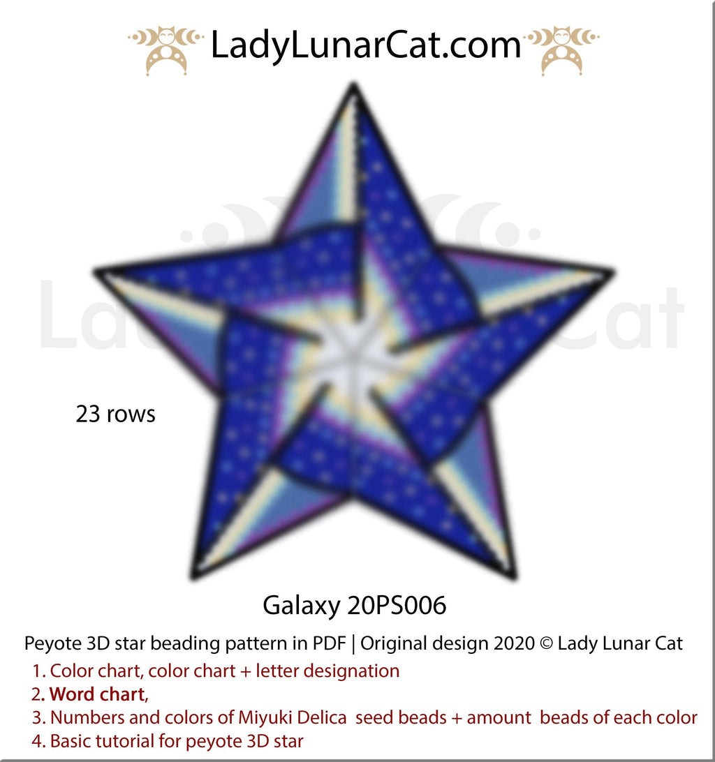 Peyote star patterns for beading celestial Galaxy 20PS006 LadyLunarCat