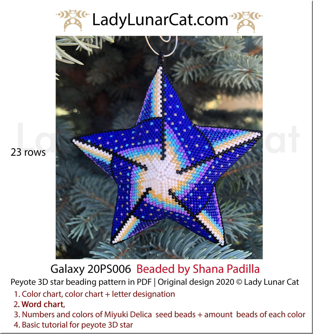 Peyote star patterns for beading celestial Galaxy 20PS006 LadyLunarCat