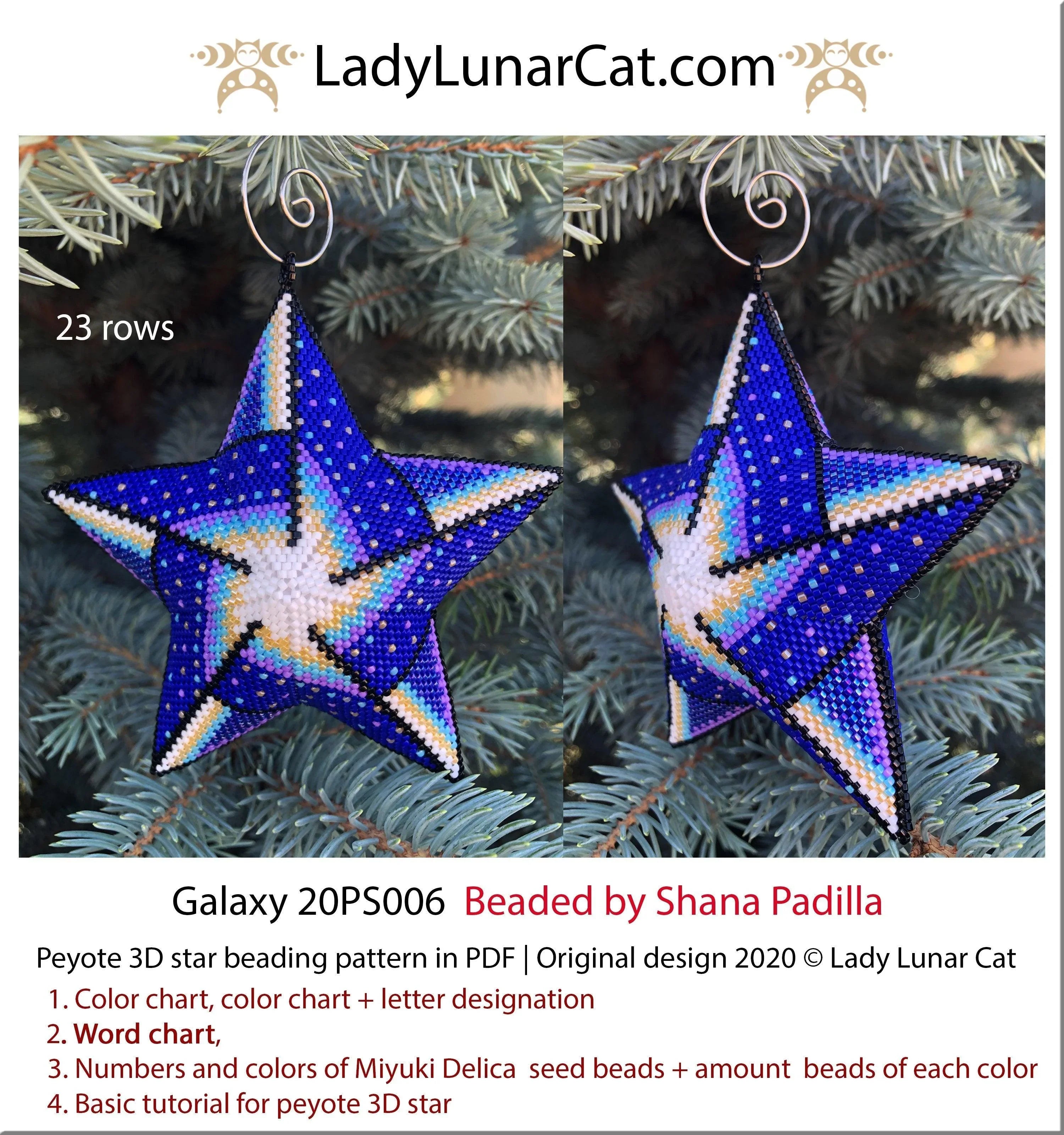 Galaxy beaded star full view - deep space nebula Miyuki Delica 11/0 LadyLunarCat