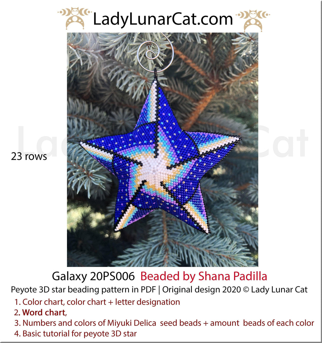 Peyote star patterns for beading celestial Galaxy 20PS006 LadyLunarCat