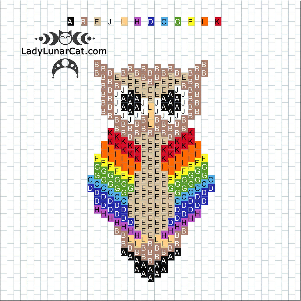 Peyote star patterns for beading colorful Rainbow 20PS004 LadyLunarCat