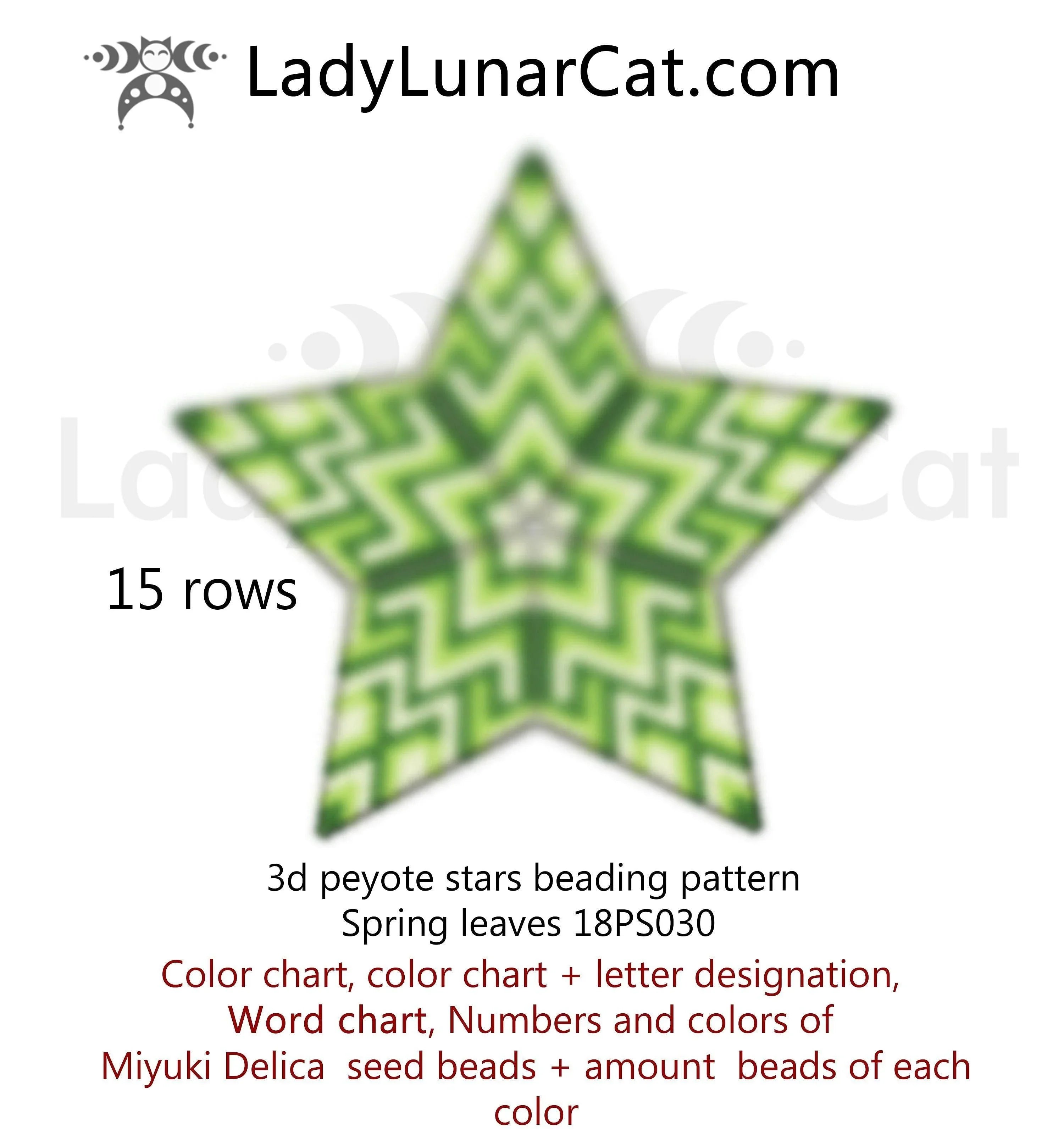 Spring leaves star beaded by Shana Padilla Beadbrain Creations - finished example LadyLunarCat