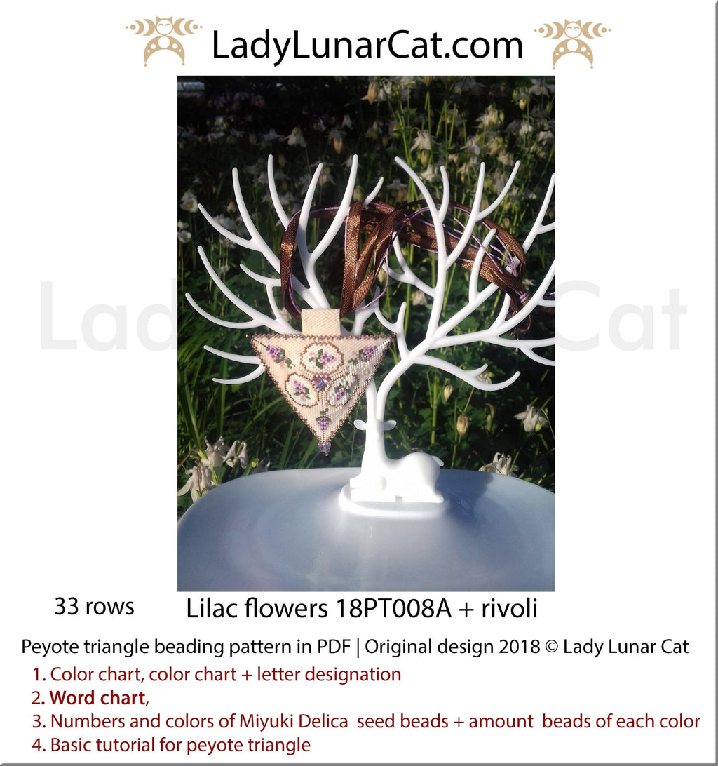 Peyote triangle pattern Lilac flower  18PT008A LadyLunarCat