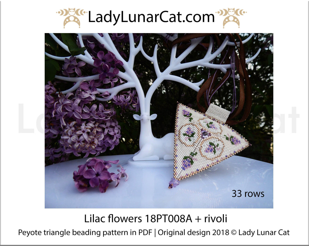 Peyote triangle pattern Lilac flower  18PT008A LadyLunarCat