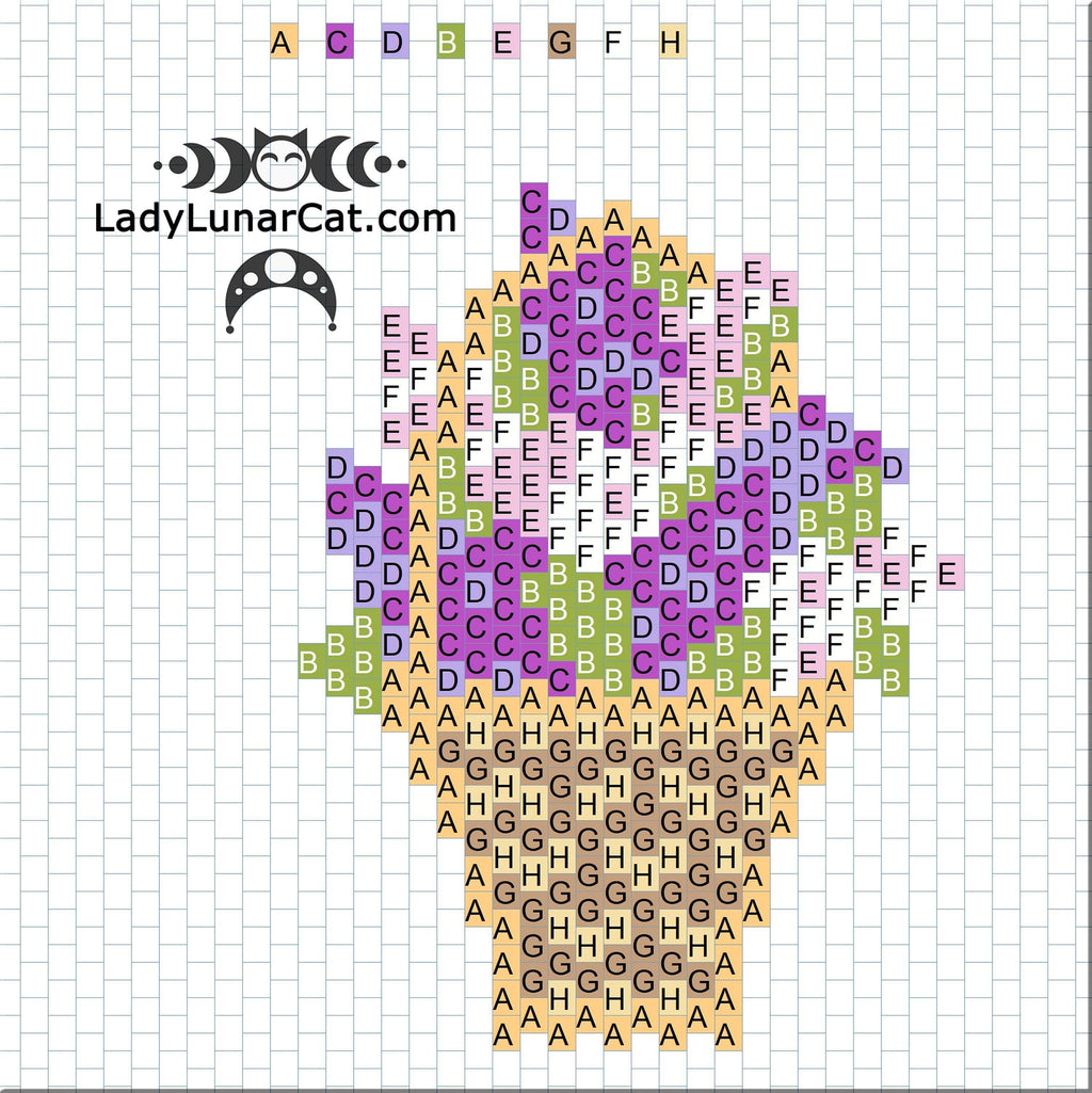 Peyote triangle pattern Lilac flower  18PT008A LadyLunarCat