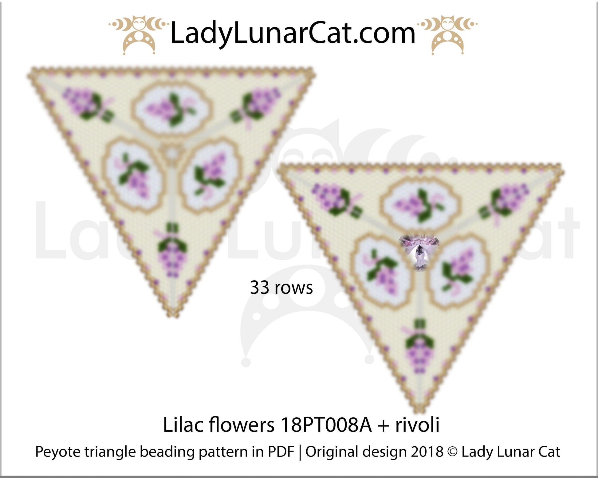 Peyote triangle pattern Lilac flower  18PT008A LadyLunarCat