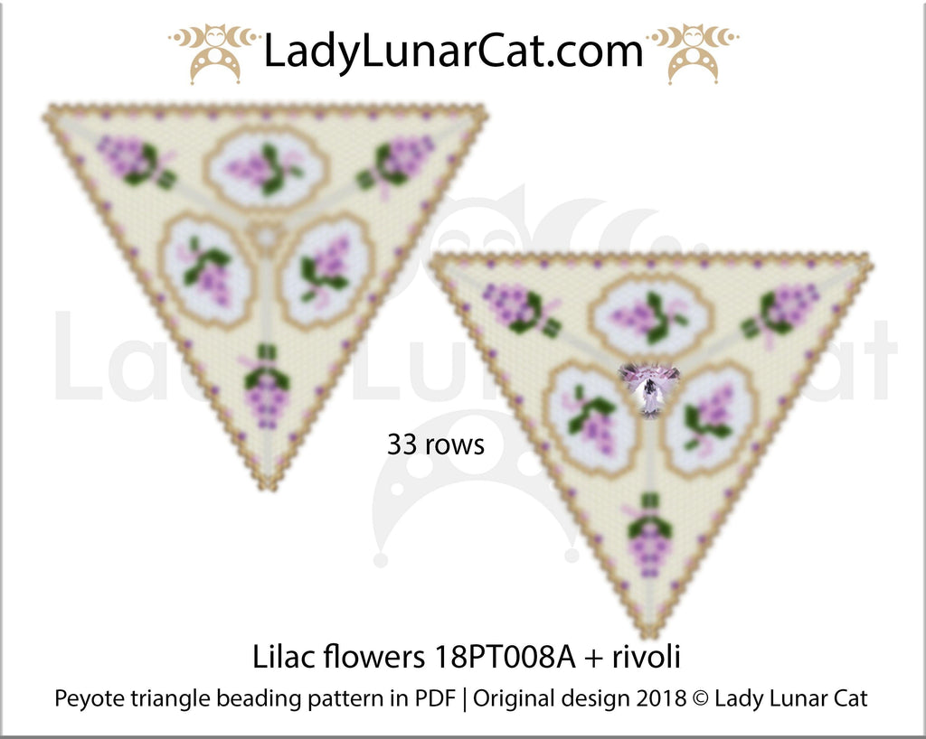 Peyote triangle pattern Lilac flower  18PT008A LadyLunarCat