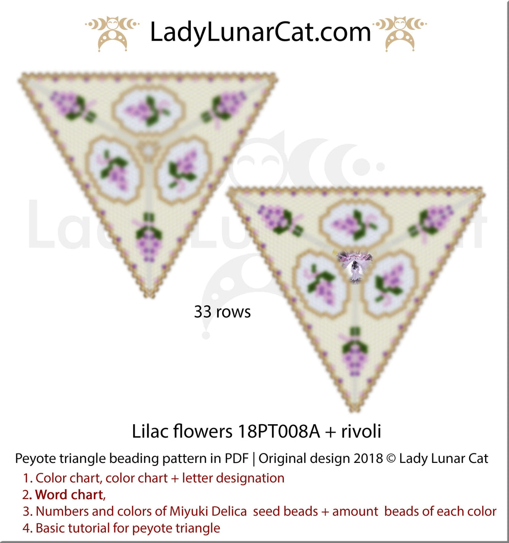 Peyote triangle pattern Lilac flower  18PT008A LadyLunarCat