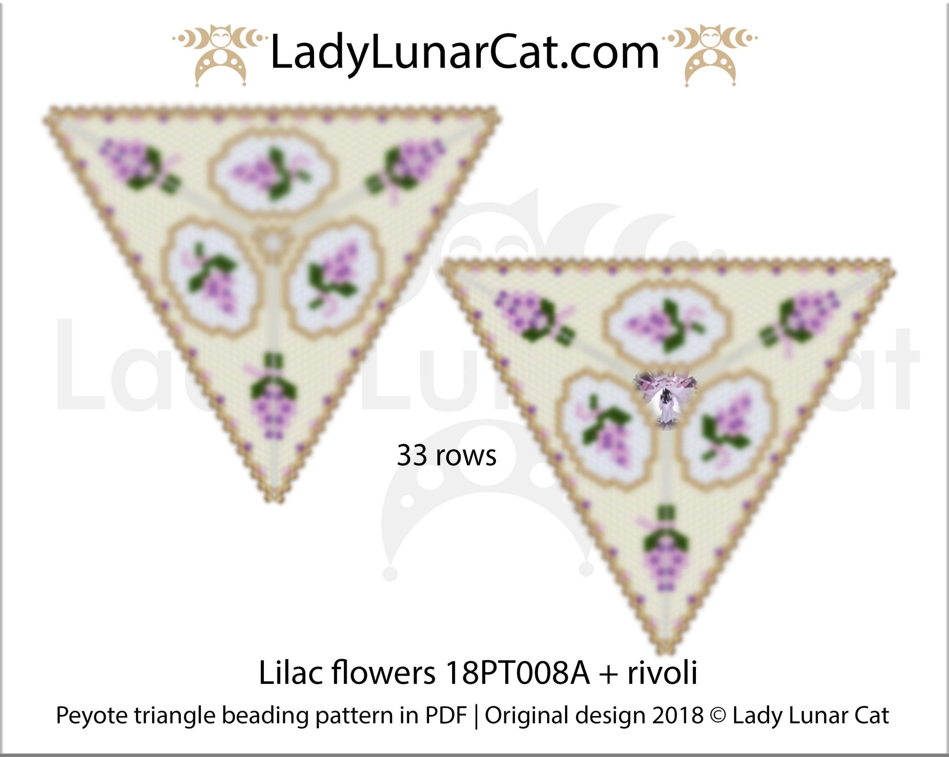 Peyote triangle pattern Lilac flower  18PT008A LadyLunarCat